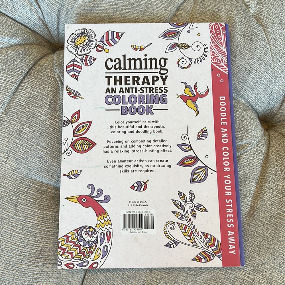 Calming Therapy An Anti-Stress Coloring Book.  Hardcover coloring book. - Picture 2 of 8